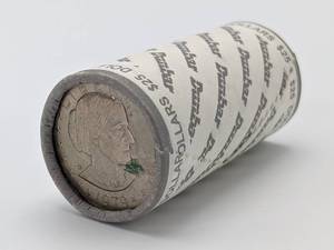 $25 Rolls of Unsearched $1 Coins - Susan B Anthony and James Madison Showing