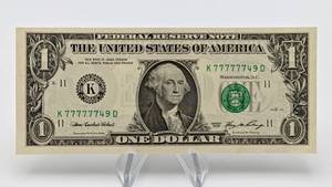 Six of a Kind Fancy Serial Number $1 Bill - Lucky 7s 