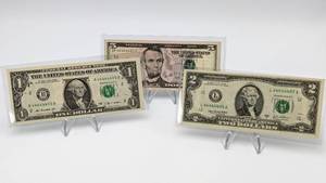 Identical Six 4s Fancy Serial $1, $2, and $5 Bills - 44444405