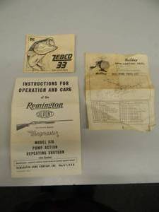 lot 46 image: VINTAGE ZEBCO 33, HOLIDAY SPIN-CASTING REEL, REMINGTON WINGMASTER 12-16-20 GAUGE PAPERWORK - NICE SET - SEE PICTURES