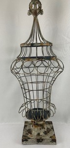 lot 6 image: Vintage Distressed Iron Plant Holder Garden Decor