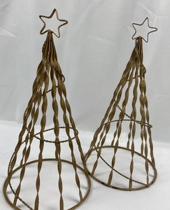 lot 10 image: Two Small Iron Topiary Stands with Gold Stars