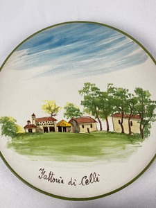 lot 14 image: Italian Painted Plate & Spanish Wine Bottle