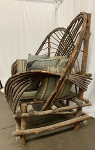 lot 48 image: Large Bent Willow Setee with Cushion & Pillows