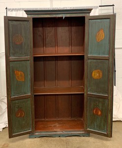 lot 70 image: Gorgeous Vibrant Hand Painted Teal Wood Hutch