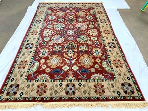 lot 55 image: Handsome Deep Red Wool Rug 5 x 8ft - Kiros Decorwool