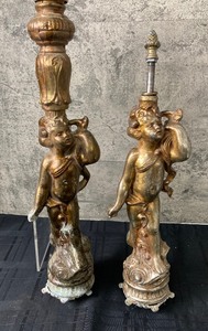 lot 26 image: Two Metal Cherub Figurines