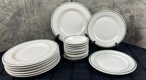 lot 36 image: Vintage Homer Laughlin, Shenango China & Buffalo China White & Green Dishes