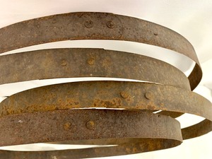 lot 95 image: Four Antique Round Iron Barrel Hoops w Rusty Patina