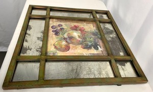 lot 103 image: French Apples & Pears Framed Metal Artwork wAged Mirror Panels by Uttermost - 21.5 Square