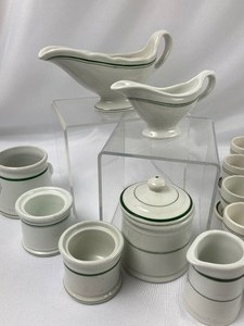 lot 41 image: Vintage Restaurant Ware White & Green China  Shenango, Wellsville & others