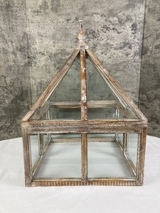 lot 60 image: Glass & Wood Decorative Box  Terrarium