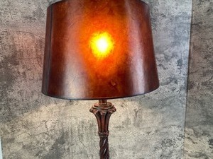 lot 42 image: Two Matching Lamps with Brown Shade- Pottery Barn