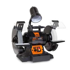 lot 3 image: WEN BG4280 5-Amp 8-Inch Variable Speed Bench Grinder with Flexible Work Light