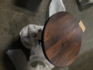 Home Decorators Collection Round Walnut Finish Wood Accent Table with Detailed Pedestal (16 in. W x 21.5 in. H)