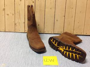 DEWALT Mens Stanton Waterproof Wellington Work Boots - Steel Toe - Bison Brown Size 12(W)&nbsp&nbspCustomer Returns See Pictures
