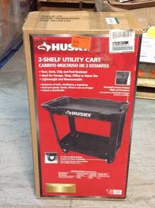 Husky 2-Tier Plastic 4-Wheeled Service Cart in Black&nbsp&nbspCustomer Returns See Pictures