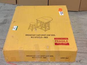 Casual Home Red Breakfast Cart with Drop-Leaf Table&nbsp&nbspCustomer Returns See Pictures
