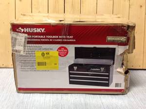 Husky 20 in. 3-Drawer Small Metal Portable Tool Box with Drawers and Tray&nbsp&nbspCustomer Returns See Pictures