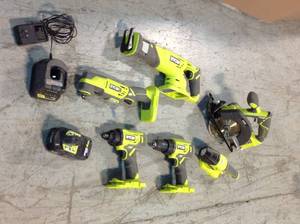 RYOBI ONE 18V Lithium-Ion Cordless 6-Tool Combo Kit with (2) Batteries, Charger, and Bag&nbsp&nbspCustomer Returns See Pictures