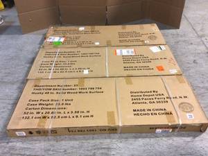 Husky 48 in. Solid Wood Work Surface for Regular Duty Welded Steel Garage Storage System Customer Returns See Pictures