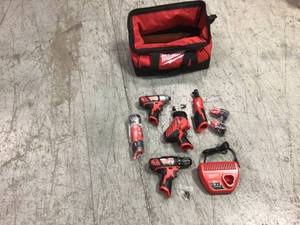 M12 12-Volt Lithium-Ion Cordless Combo Tool Kit (4-Tool) with (2) 1.5Ah Batteries, (1) Charger, (1) Tool Bag by Milwaukee Customer Returns See Pictures