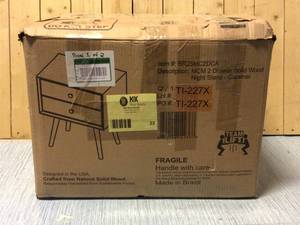 lot 22 image: Walker Edison Furniture Company Mid-Century 2-Drawer Solid Wood Caramel Nightstand Customer Returns See Pictures