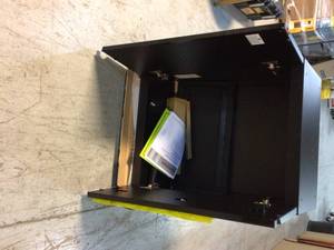 lot 32 image: Husky Regular Duty Welded 24-Gauge Steel 2-Door Garage Base Cabinet in Black (24 in. W x 33 in. H x 16 in. D) Customer Returns See Pictures