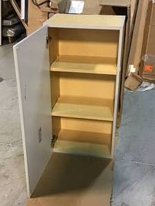 lot 44 image: Hampton Bay Designer Series Elgin Assembled 18x36x12 in. Wall Kitchen Cabinet in Heron Gray Customer Returns See Pictures