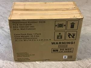 lot 47 image: Husky Regular Duty Welded 24-Gauge Steel Wall Mounted Garage Cabinet in Black (24 in. W x 18 in. H x 12 in. D) Customer Returns See Pictures
