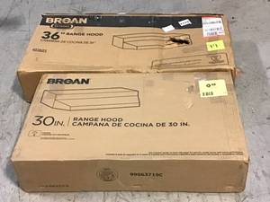 lot 79 image: Broan 36-Inch Ducted Under-Cabinet Range Hood,  PLUS ONE 30 IN Customer Returns See Pictures
