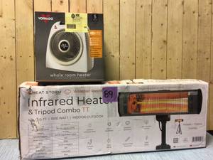 lot 89 image: Heat Storm 1,500-Watt IndoorOutdoor Electric Infrared Heater & Tripod Combo Customer Returns See Pictures