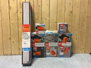 lot 90 image: MIX LOT OF Oatey Designline 6 in. x 6 in. Stainless Steel Square Shower Drain with Square Pattern Drain Cover Customer Returns See Pictures
