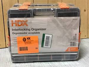 lot 59 image: HDX 15-Compartment Interlocking Small Parts Organizer in Black (2-Pack) Customer Returns See Pictures