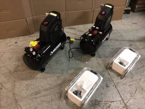 lot 102 image: Lof 2 8G 150 PSI Hotdog Air Compressor by Husky Customer Returns See Pictures