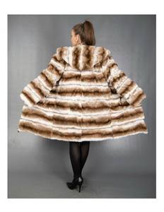 lot 1 image: NEW Ladies Hooded Rex Chinchilla Jacket from Germany - Medium