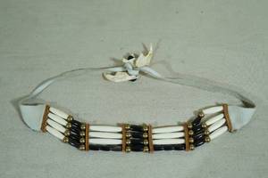 lot 33 image: Leather and Bead Necklace - Appears Tribal