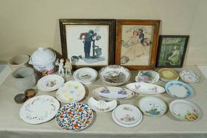 lot 112 image: Assorted Dishes and Vintage Frames