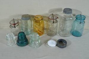 lot 105 image: Antique Glass Jars and Insulators