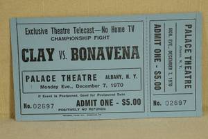 lot 13 image: Complete Ticket - Cassius Clay (Ali) xs Bonavena Telecast - Albany, NY