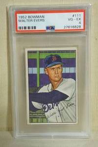lot 33 image: 1952 Bowman Walter Evers #111 Card - PSA 4