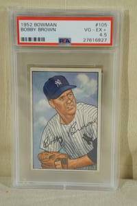 lot 37 image: 1952 Bowman Bobby Brown #105 Card - PSA 4.5