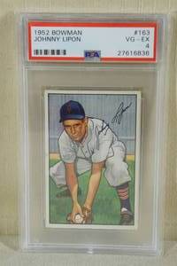 lot 38 image: 1952 Bowman Johnny Lipon #163 Card - PSA 4