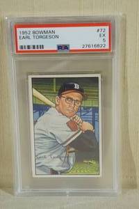 lot 39 image: 1952 Bowman Earl Torgeson #72 Card - PSA 5