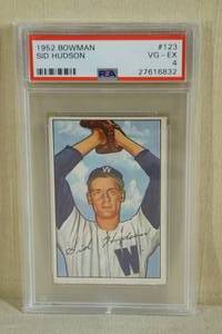 lot 40 image: 1952 Bowman Sid Hudson #123 Card - PSA 4
