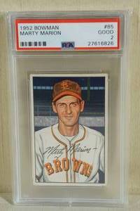 lot 41 image: 1952 Bowman Marty Marion #85 Card - PSA 2
