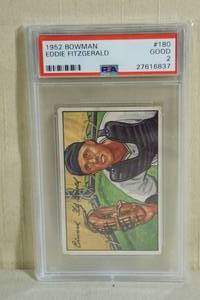lot 43 image: 1952 Bowman Eddie Fitzgerald #180 Card - PSA 2