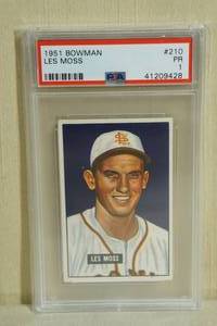 lot 45 image: 1951 Bowman Les Moss #210 Card - PSA 1