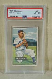 lot 46 image: 1951 Bowman Hal Jeffcoat #211 Card - PSA 4