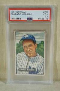 lot 47 image: 1951 Bowman Conrado Marrero #206 Card - PSA 3.5